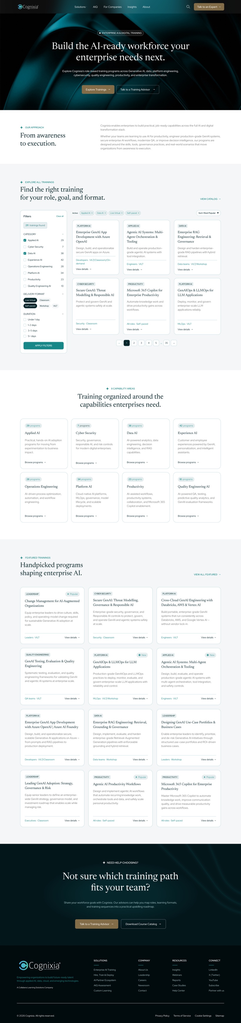 Cognixia training landing page