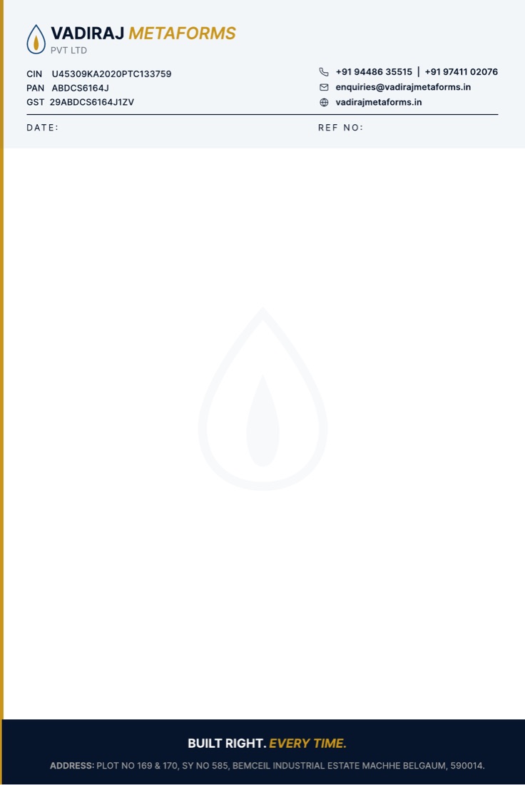 The Vadiraj Metaforms letterhead